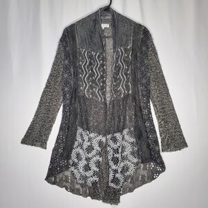 Keren Hart Long Cardigan Large Lace Gauze Patchwork Fairycore Witchy Boho Y2K